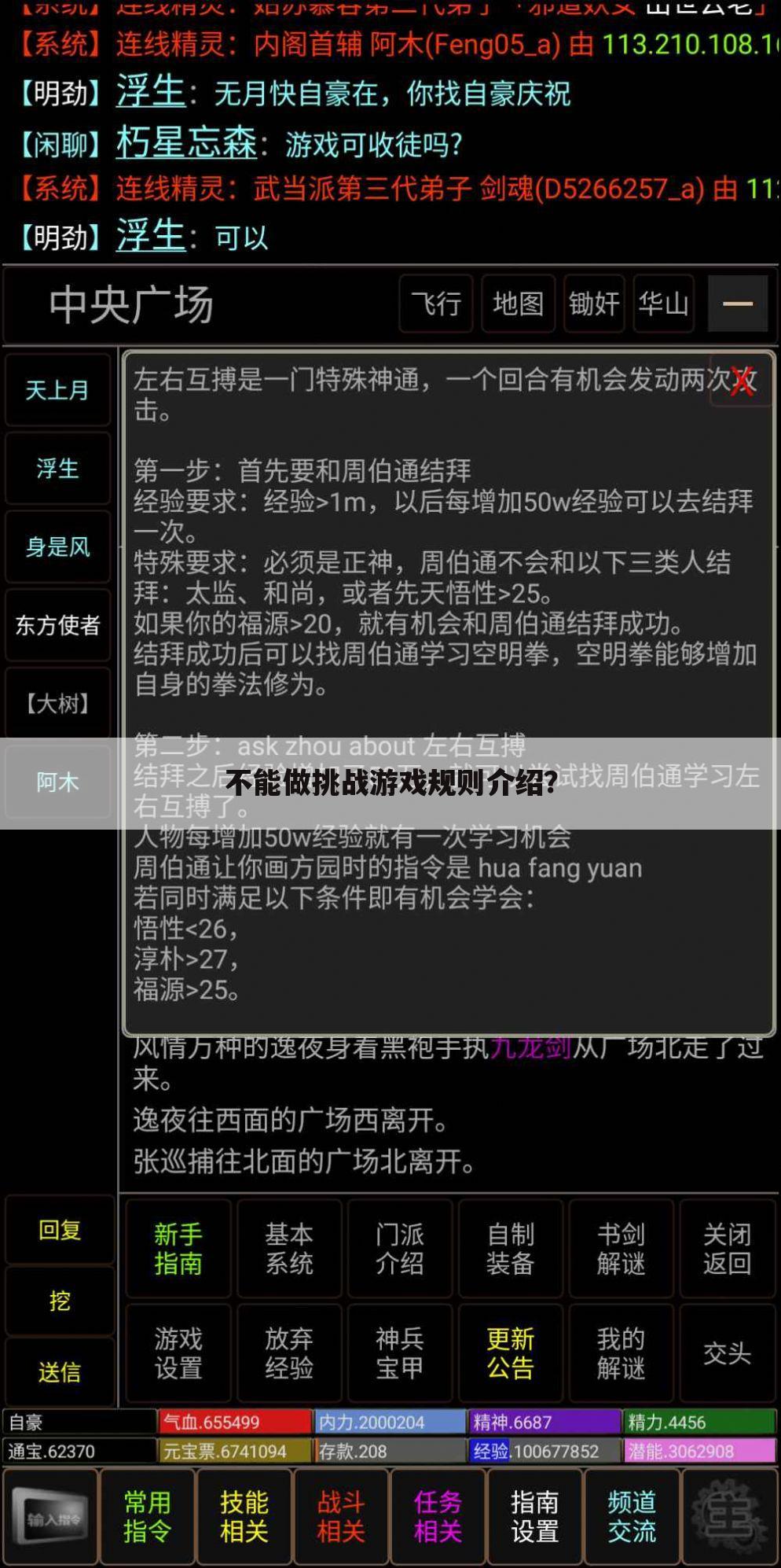 不能做挑战游戏规则介绍？