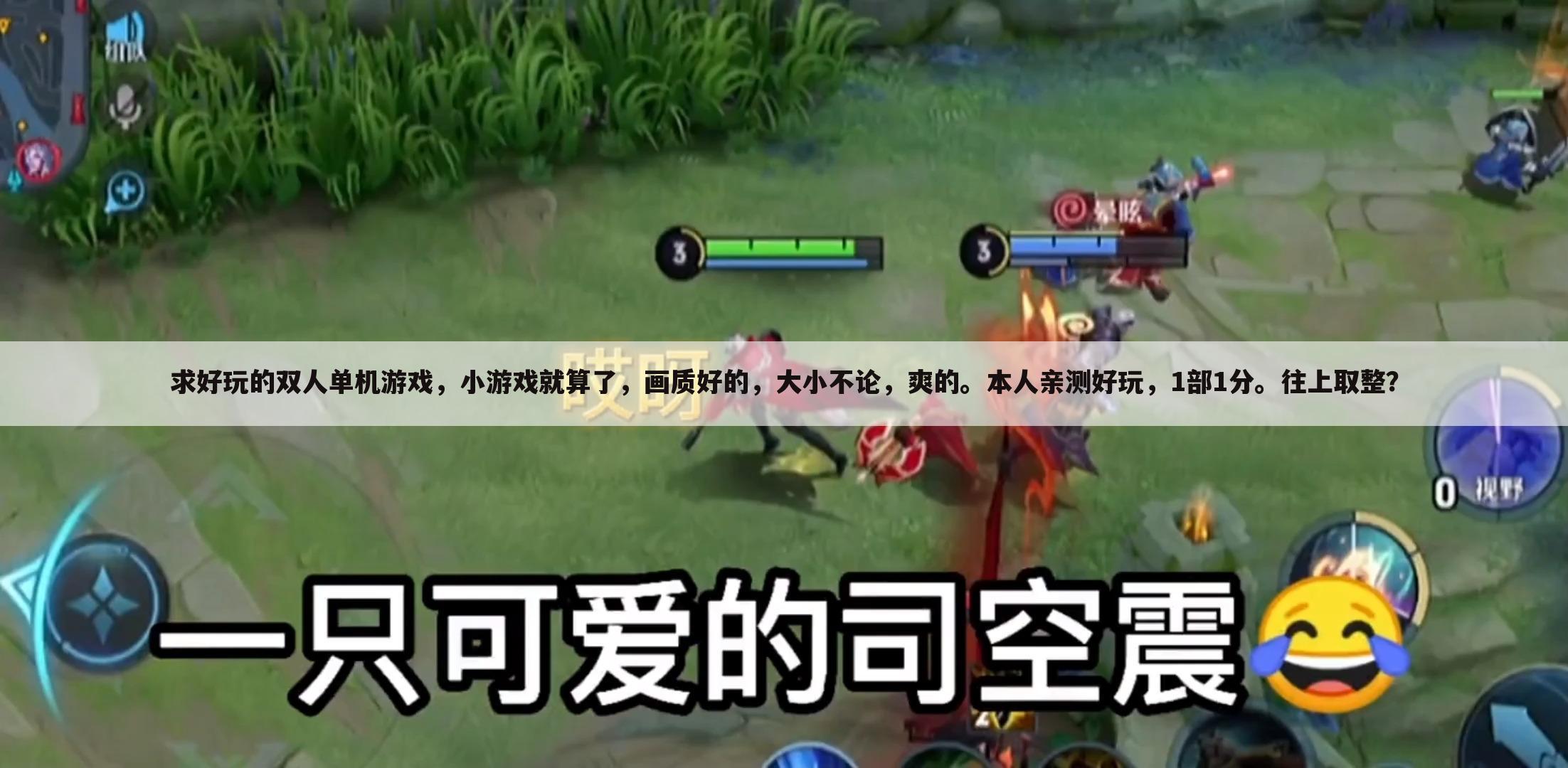 求好玩的双人单机游戏，小游戏就算了，画质好的，大小不论，爽的。本人亲测好玩，1部1分。往上取整？