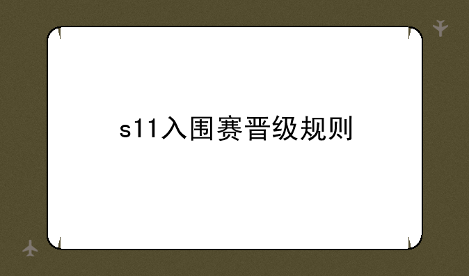 s11入围赛晋级规则