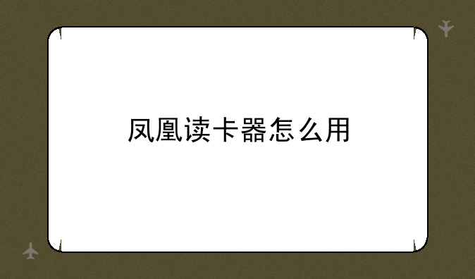 凤凰读卡器怎么用