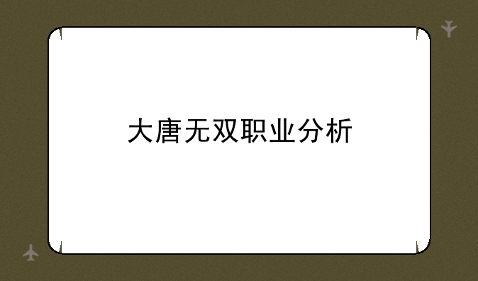 大唐无双职业分析
