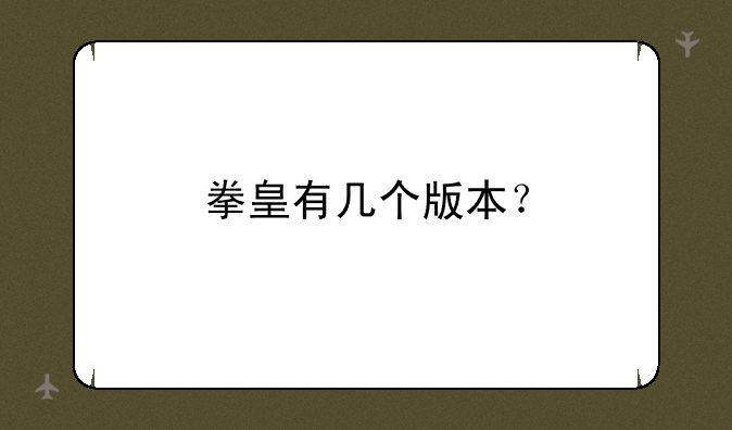 拳皇有几个版本？