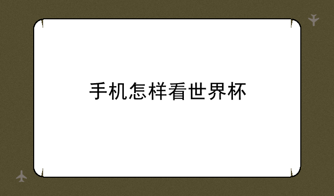 手机怎样看世界杯