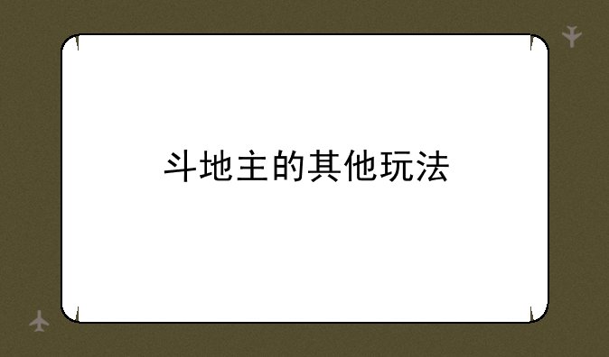 斗地主的其他玩法