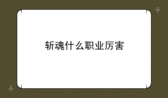 斩魂什么职业厉害