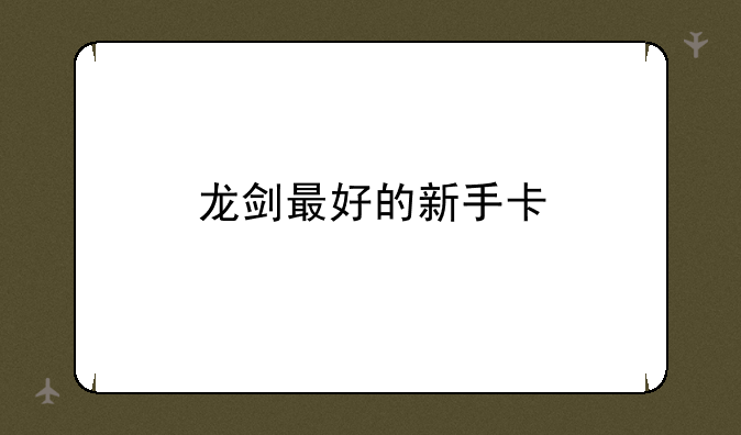 龙剑最好的新手卡