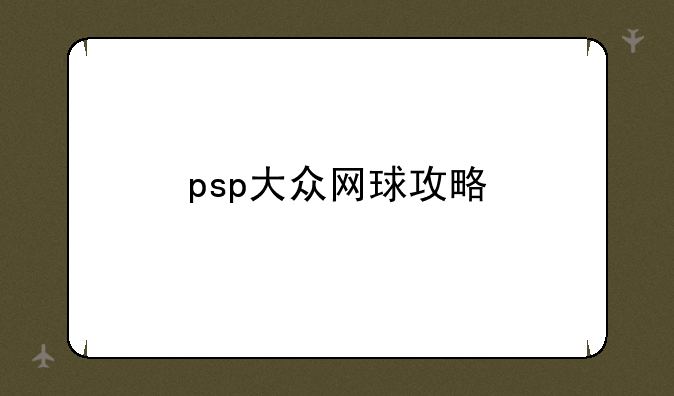 psp大众网球攻略