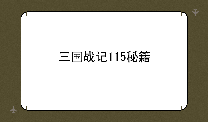 三国战记115秘籍