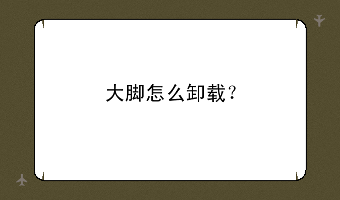 大脚怎么卸载？