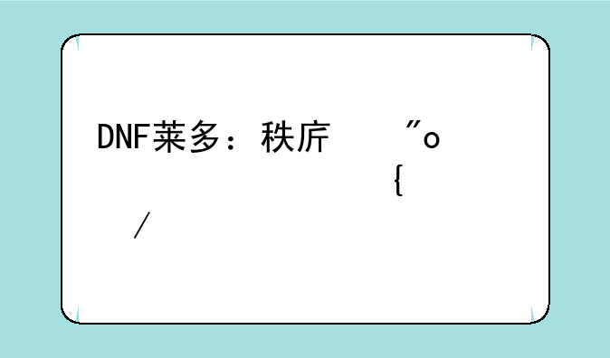 DNF莱多：秩序创造者属性介绍