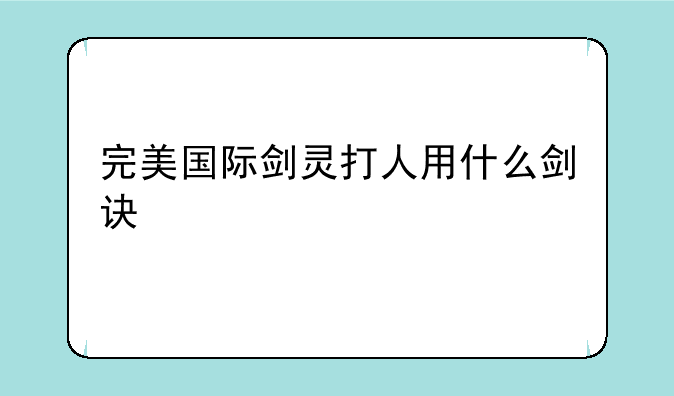 完美国际剑灵打人用什么剑诀