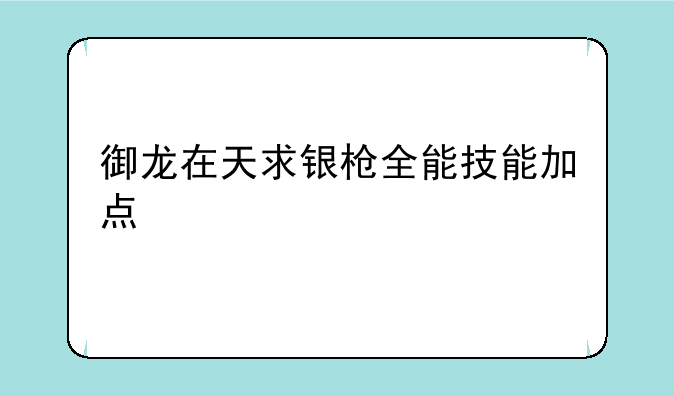 御龙在天求银枪全能技能加点