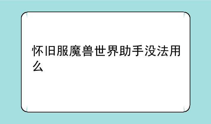 怀旧服魔兽世界助手没法用么