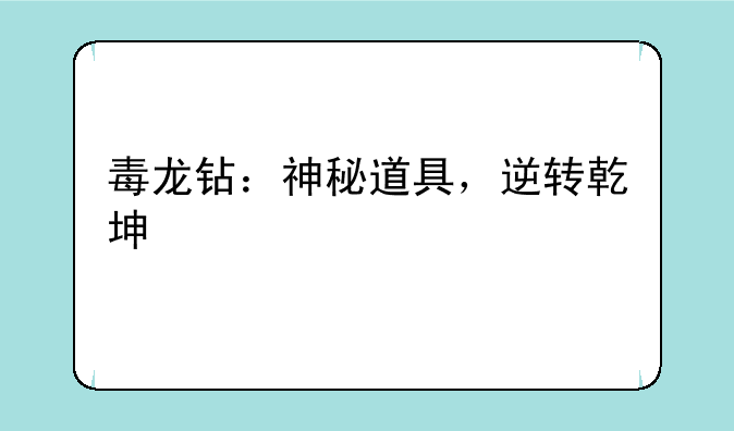 毒龙钻：神秘道具，逆转乾坤