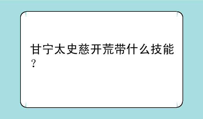 甘宁太史慈开荒带什么技能？