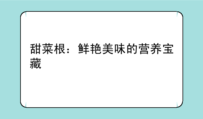 甜菜根：鲜艳美味的营养宝藏
