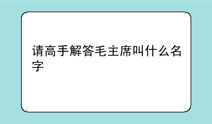 请高手解答毛主席叫什么名字