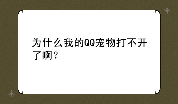 为什么我的QQ宠物打不开了啊？