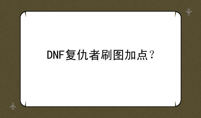 DNF复仇者刷图加点？