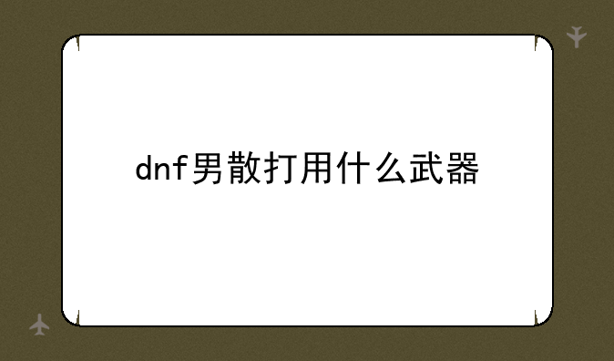 dnf男散打用什么武器