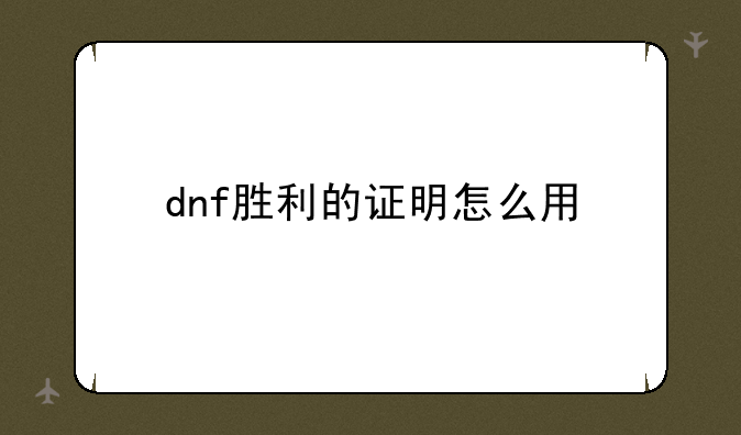 dnf胜利的证明怎么用
