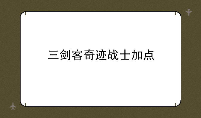 三剑客奇迹战士加点