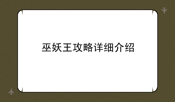 巫妖王攻略详细介绍