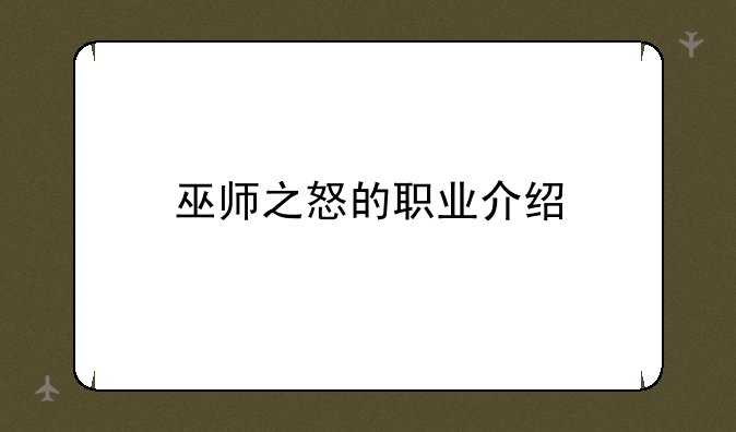 巫师之怒的职业介绍