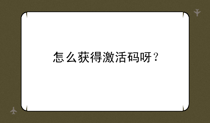 怎么获得激活码呀？