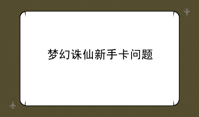 梦幻诛仙新手卡问题