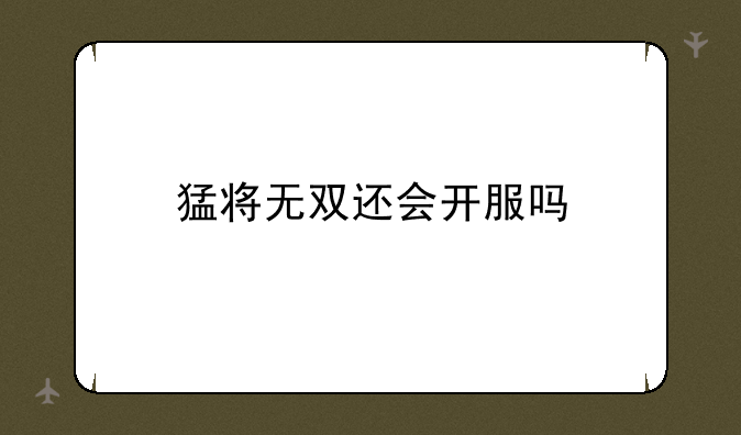 猛将无双还会开服吗