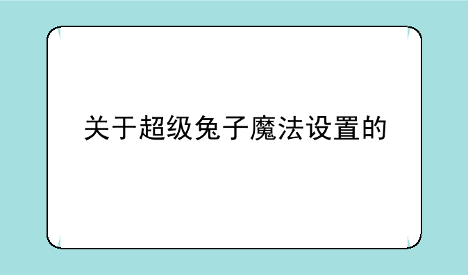 关于超级兔子魔法设置的