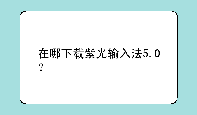 在哪下载紫光输入法5.0？