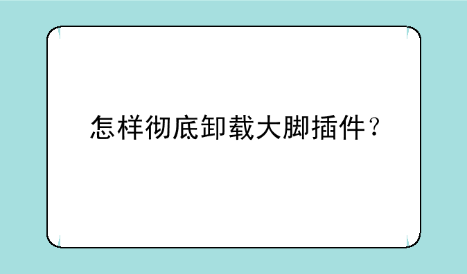 怎样彻底卸载大脚插件？