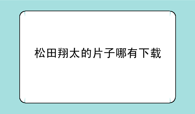 松田翔太的片子哪有下载