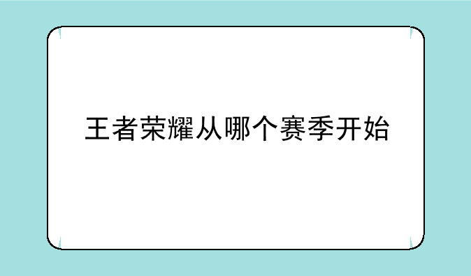 王者荣耀从哪个赛季开始