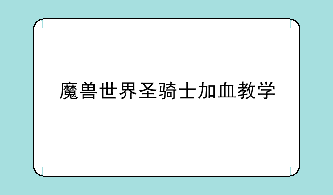 魔兽世界圣骑士加血教学
