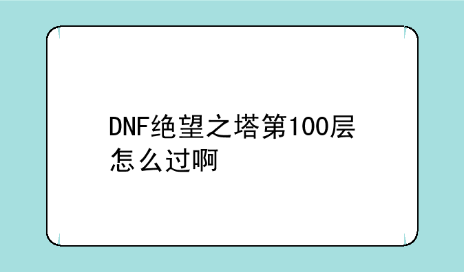DNF绝望之塔第100层怎么过啊