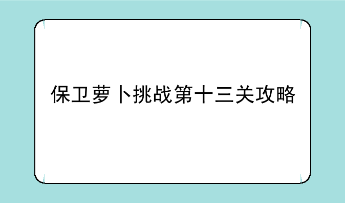 保卫萝卜挑战第十三关攻略