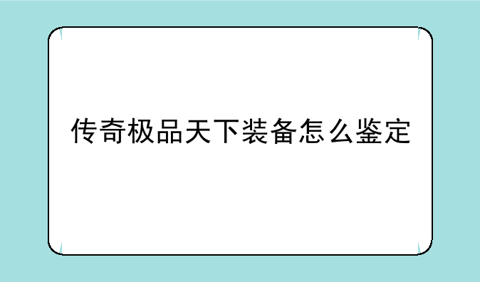 传奇极品天下装备怎么鉴定