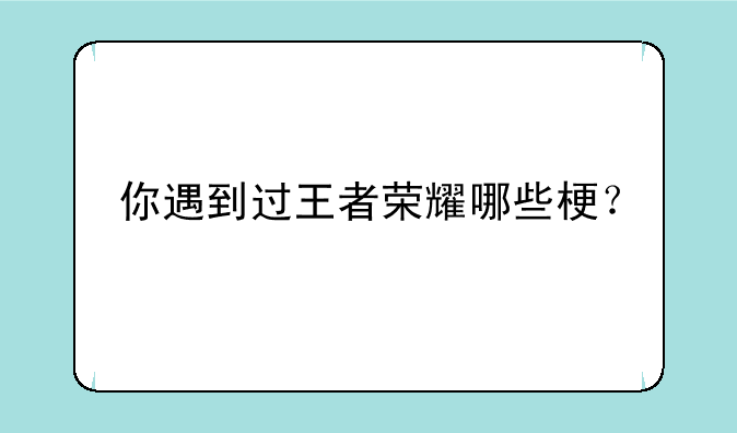 你遇到过王者荣耀哪些梗？