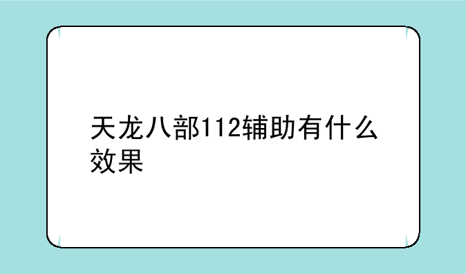 天龙八部112辅助有什么效果