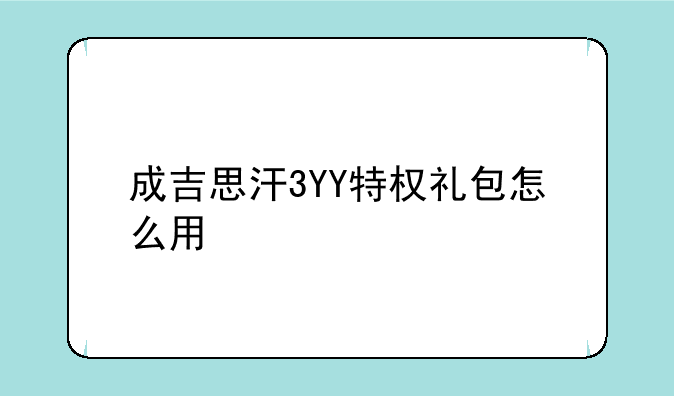 成吉思汗3YY特权礼包怎么用