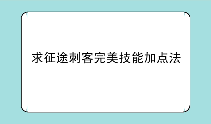 求征途刺客完美技能加点法