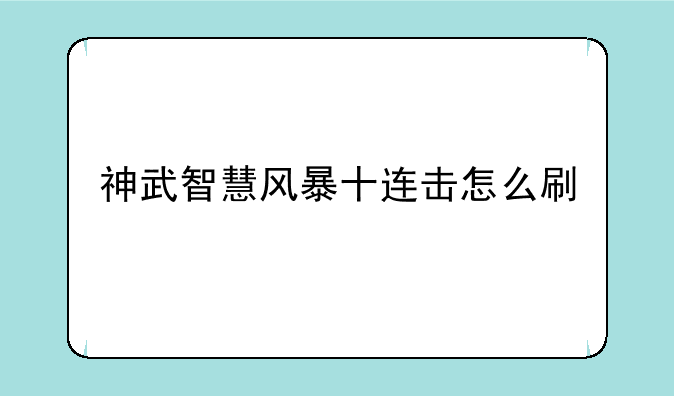 神武智慧风暴十连击怎么刷