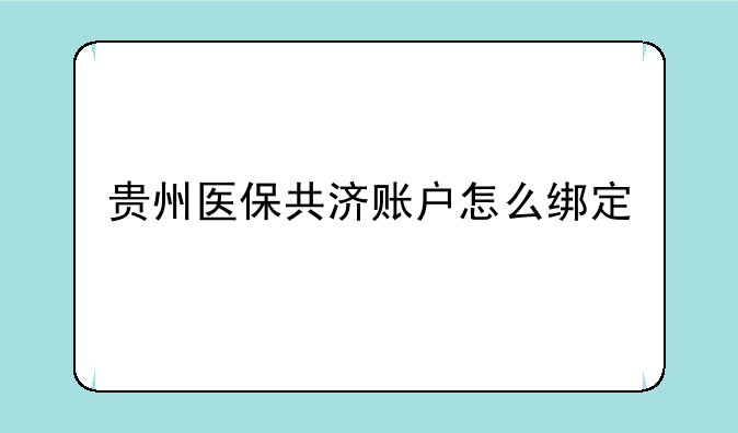 贵州医保共济账户怎么绑定