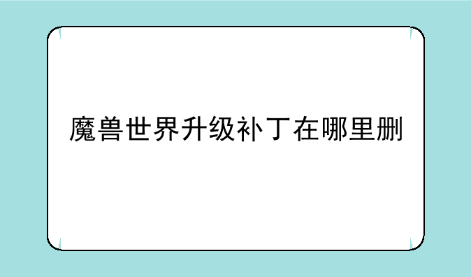 魔兽世界升级补丁在哪里删