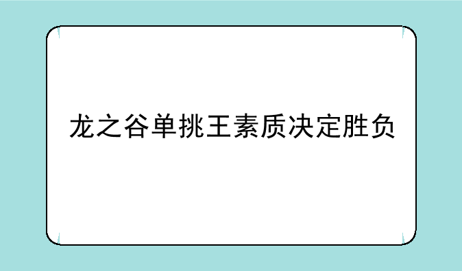 龙之谷单挑王素质决定胜负