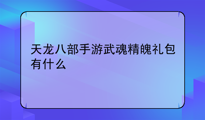 天龙八部手游武魂精魄礼包有什么