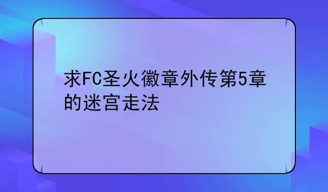 求FC圣火徽章外传第5章的迷宫走法